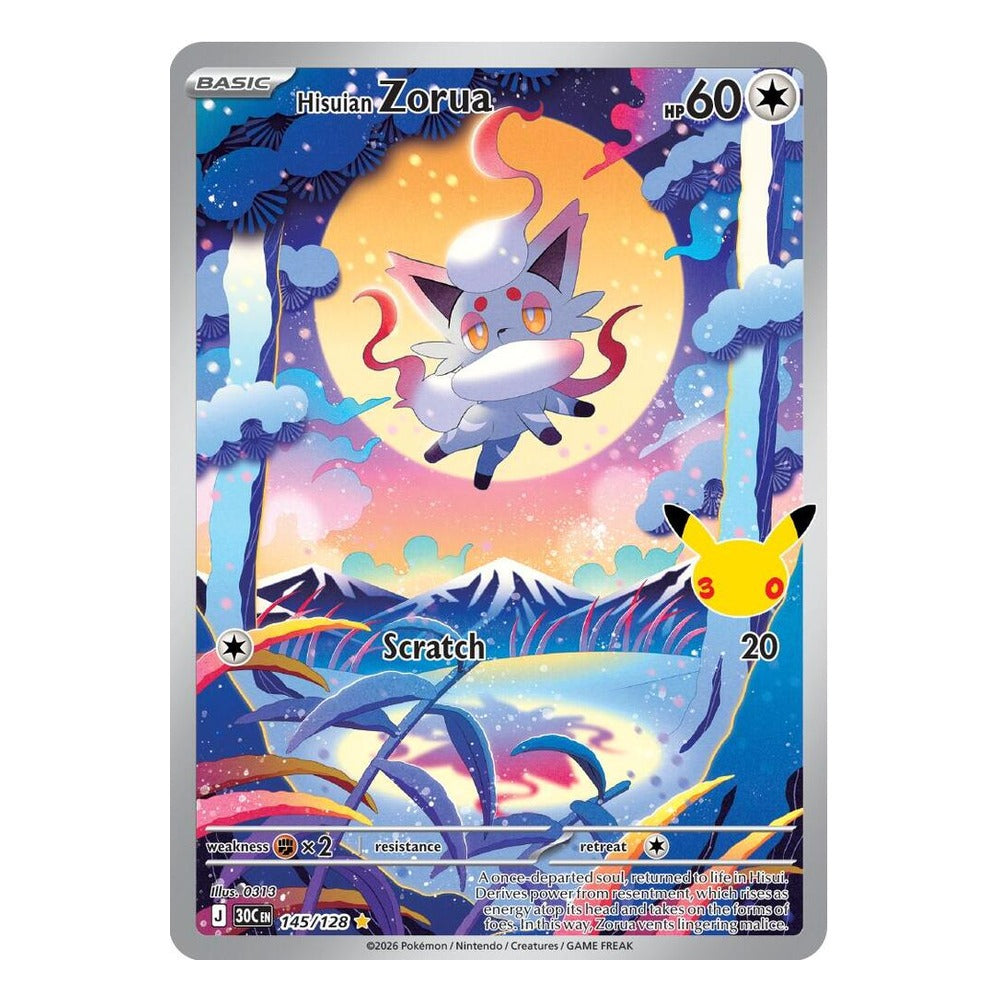 Hisuian Zorua 145/128 Illustration Rare from Pokémon TCG: 30th Celebration, Near Mint